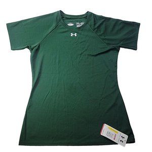 NEW Under Armour Heatgear Women M Loose Fit Green Performance Tee Breathable SS